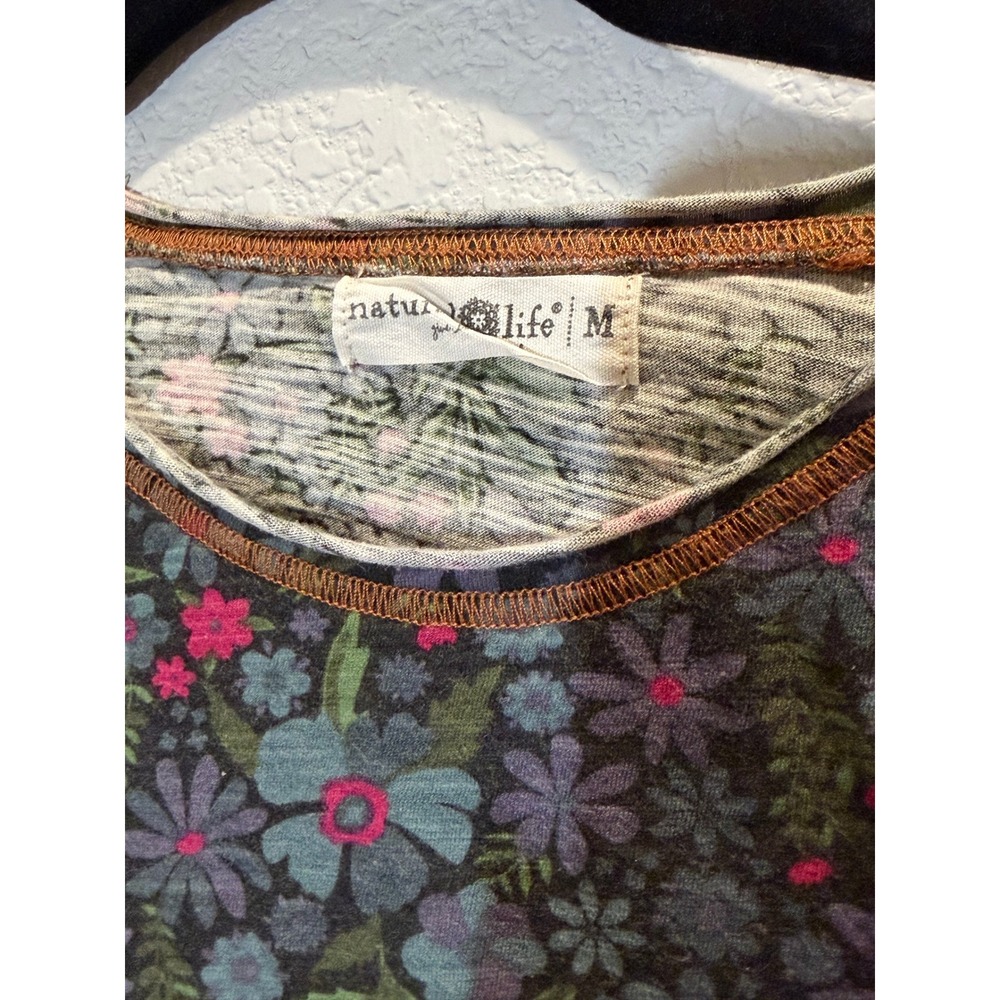 Natural Life Lily Cotton Floral Long Sleeve Top Grey M - Picture 3 of 3